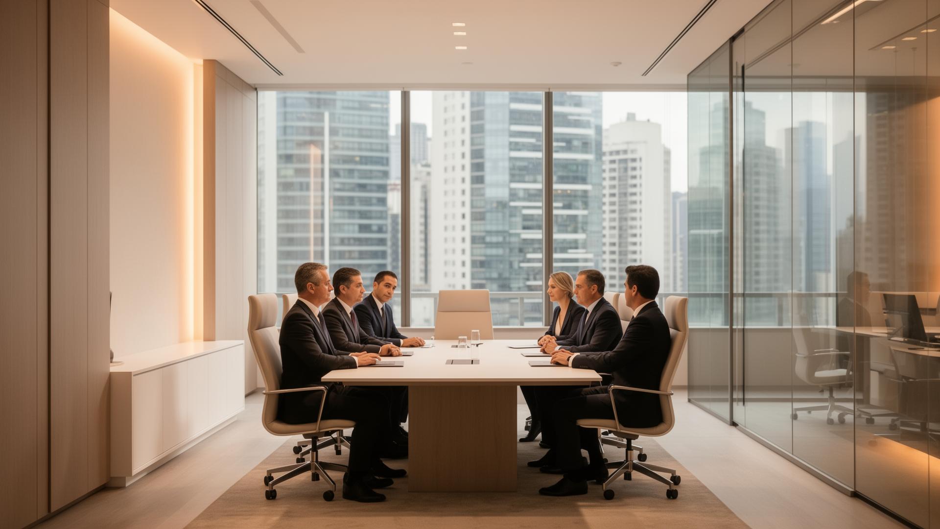 Ambiente corporativo moderno na região da Faria Lima e Av. Juscelino Kubitschek em São Paulo